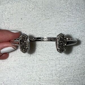 Elton Silver Cuff Bracelet in Platinum Drusy